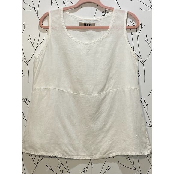 FLAX Womens S White 100% Linen Sides Slits Oversize Minimalist Lagenlook Beach - Picture 2 of 5